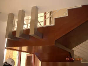 Staircase with timber cladding